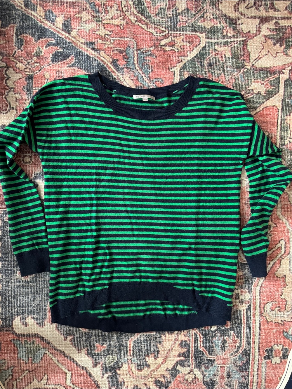 GAP small blue and green striped sweater wool blend
